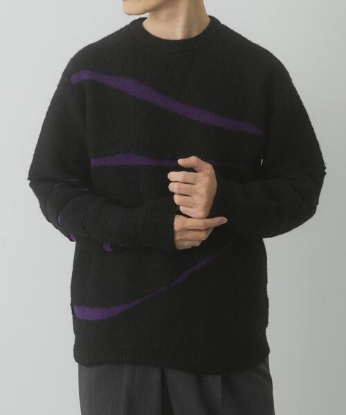 ITEMS URBANRESEARCH（アイテムズ アーバンリサーチ）の「ブレイクボーダー クルーネックニット（ニット/セーター・メンズ・ネイビー/ブラック/モカ・MEDIUM/LARGE）」の2枚目の写真