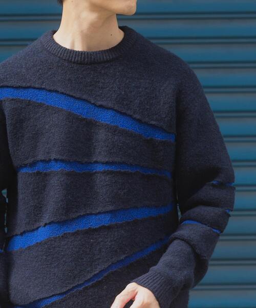 ITEMS URBANRESEARCH（アイテムズ アーバンリサーチ）の「ブレイクボーダー クルーネックニット（ニット/セーター・メンズ・ネイビー/ブラック/モカ・MEDIUM/LARGE）」の17枚目の写真