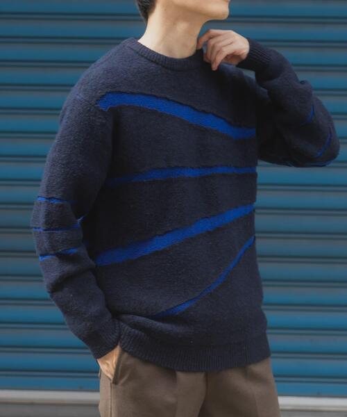 ITEMS URBANRESEARCH（アイテムズ アーバンリサーチ）の「ブレイクボーダー クルーネックニット（ニット/セーター・メンズ・ネイビー/ブラック/モカ・MEDIUM/LARGE）」の18枚目の写真