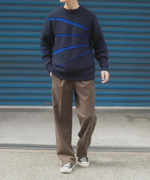 ITEMS URBANRESEARCH（アイテムズ アーバンリサーチ）の「ブレイクボーダー クルーネックニット（ニット/セーター・メンズ・ネイビー/ブラック/モカ・MEDIUM/LARGE）」の19枚目の写真