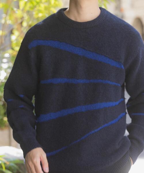 ITEMS URBANRESEARCH（アイテムズ アーバンリサーチ）の「ブレイクボーダー クルーネックニット（ニット/セーター・メンズ・ネイビー/ブラック/モカ・MEDIUM/LARGE）」の21枚目の写真