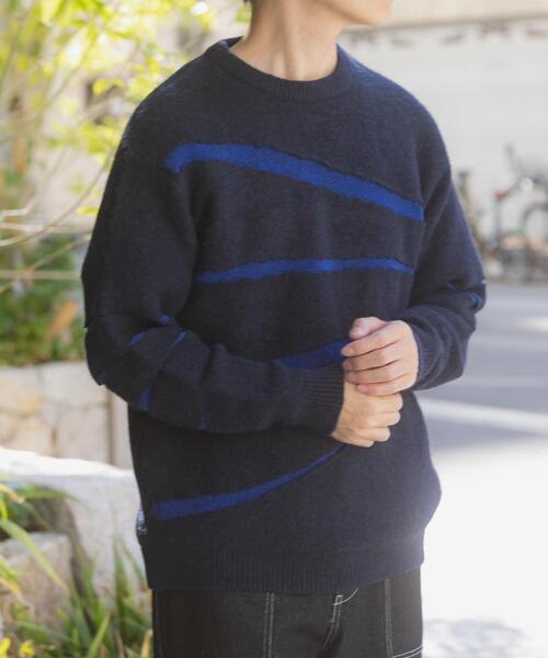 ITEMS URBANRESEARCH（アイテムズ アーバンリサーチ）の「ブレイクボーダー クルーネックニット（ニット/セーター・メンズ・ネイビー/ブラック/モカ・MEDIUM/LARGE）」の11枚目の写真