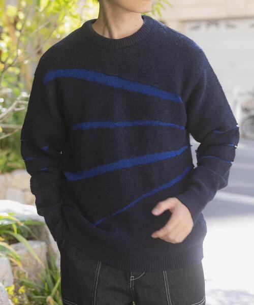 ITEMS URBANRESEARCH（アイテムズ アーバンリサーチ）の「ブレイクボーダー クルーネックニット（ニット/セーター・メンズ・ネイビー/ブラック/モカ・MEDIUM/LARGE）」の12枚目の写真