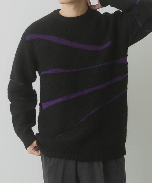 ITEMS URBANRESEARCH（アイテムズ アーバンリサーチ）の「ブレイクボーダー クルーネックニット（ニット/セーター・メンズ・ネイビー/ブラック/モカ・MEDIUM/LARGE）」の16枚目の写真