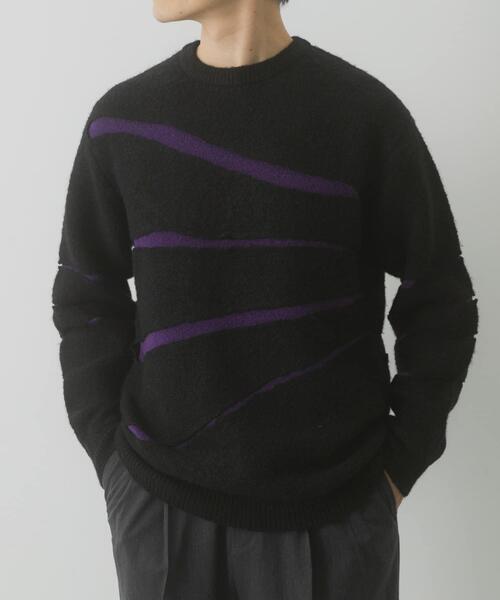 ITEMS URBANRESEARCH（アイテムズ アーバンリサーチ）の「ブレイクボーダー クルーネックニット（ニット/セーター・メンズ・ネイビー/ブラック/モカ・MEDIUM/LARGE）」の5枚目の写真