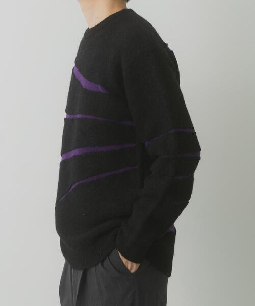 ITEMS URBANRESEARCH（アイテムズ アーバンリサーチ）の「ブレイクボーダー クルーネックニット（ニット/セーター・メンズ・ネイビー/ブラック/モカ・MEDIUM/LARGE）」の6枚目の写真