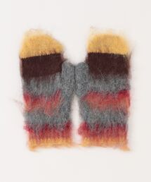 ankoROCK（アンコロック）の「an meets zakka ふわふわファーマルチカラーワイドボーダースマホ対応ミトングローブ（手袋）」