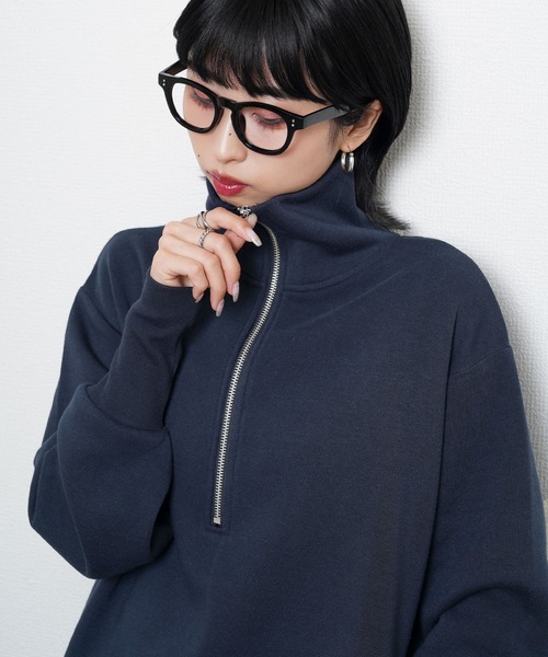 Chillfar（チルファー）の「ハーフジップスウェットワンピース（ワンピース・レディース・ブラック/ブラウン系/グレー/ネイビー系/バーガンディー/オートミール・MEDIUM/LARGE）」の5枚目の写真