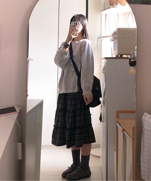 KOLEAT（コレット）の「ドトムチェックレースミディフレアロングスカート[ワインレッド]秋冬ver.（スカート・レディース・その他・FREE）」の4枚目の写真