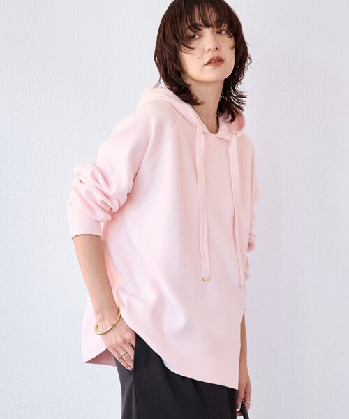 RIVE DROITE（リヴドロワ）の「【ロングシーズン活躍】スエットライクフーディニット（ニット/セーター・レディース・ライトグレー/ピンク/オフホワイト・FREE）」の3枚目の写真