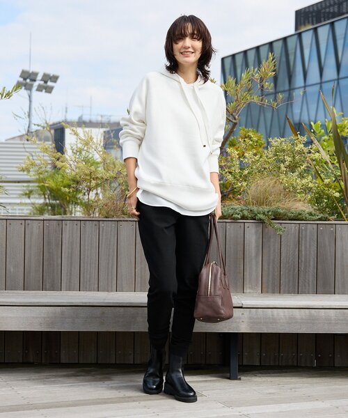 RIVE DROITE（リヴドロワ）の「【ロングシーズン活躍】スエットライクフーディニット（ニット/セーター・レディース・ライトグレー/ピンク/オフホワイト・FREE）」の4枚目の写真