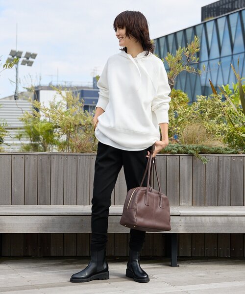 RIVE DROITE（リヴドロワ）の「【ロングシーズン活躍】スエットライクフーディニット（ニット/セーター・レディース・ライトグレー/ピンク/オフホワイト・FREE）」の5枚目の写真