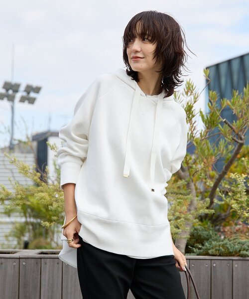 RIVE DROITE（リヴドロワ）の「【ロングシーズン活躍】スエットライクフーディニット（ニット/セーター・レディース・ライトグレー/ピンク/オフホワイト・FREE）」の8枚目の写真