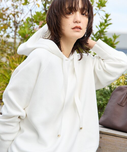 RIVE DROITE（リヴドロワ）の「【ロングシーズン活躍】スエットライクフーディニット（ニット/セーター・レディース・ライトグレー/ピンク/オフホワイト・FREE）」の11枚目の写真