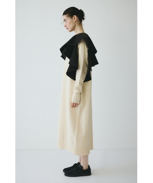 未使用★ヘリンドットサイ ラッフル ニットドレス ワンピース ロング ブラック Ruffle knit dress ラッフルニットドレス（ワンピース）｜HeRIN.CYE