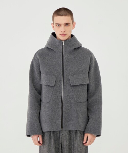 ウールカシミヤダブルフェイス フーデッドブルゾン（その他アウター