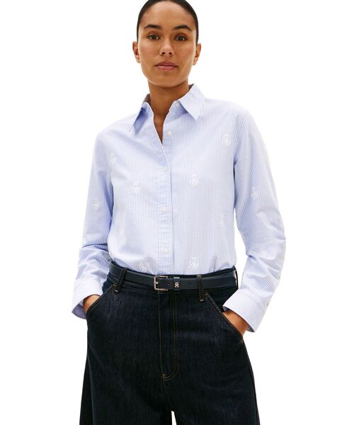 TOMMY HILFIGER(トミーヒルフィガー)の「オックスフォードオールオーバーリラックスシャツ(シャツ/ブラウス・レディース・ネイビー系1・34inch/32inch/36inch)」の1枚目の写真