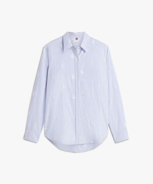 TOMMY HILFIGER(トミーヒルフィガー)の「オックスフォードオールオーバーリラックスシャツ(シャツ/ブラウス・レディース・ネイビー系1・34inch/32inch/36inch)」の5枚目の写真
