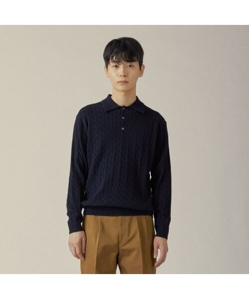 MANNERGRAM(マナーグラム)の「クラシックケーブル長袖カラーニットネイビー(ニット/セーター・メンズ・その他・MEDIUM/LARGE/X-LARGE)」の3枚目の写真