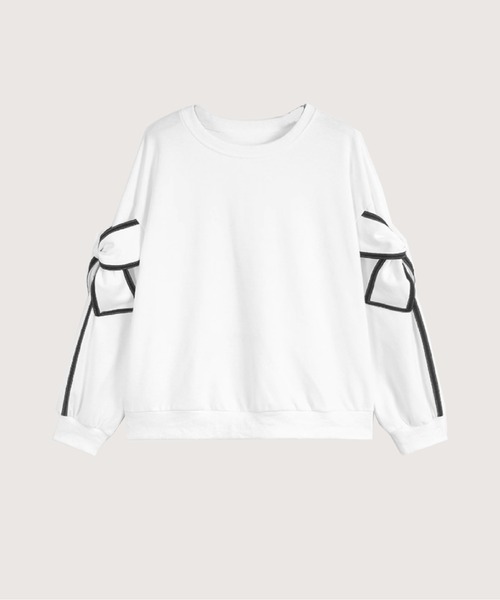 LA POMME petit(ラポミ・プチ)の「Ribbon Motif Sweat(スウェット・レディース・ホワイト/ブラック/グリーン・FREE)」の2枚目の写真