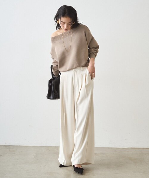 LOUNGEDRESS（ラウンジドレス）の「2タックワイドパンツ（その他パンツ・レディース・ネイビー/ベージュ/アイボリー/ブラック・SMALL/MEDIUM）」の5枚目の写真