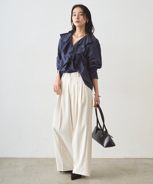 LOUNGEDRESS（ラウンジドレス）の「2タックワイドパンツ（その他パンツ・レディース・ネイビー/ベージュ/アイボリー/ブラック・SMALL/MEDIUM）」の13枚目の写真