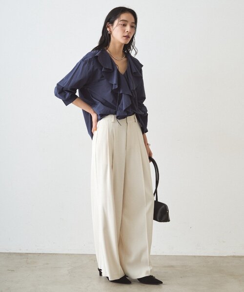 LOUNGEDRESS（ラウンジドレス）の「2タックワイドパンツ（その他パンツ・レディース・ネイビー/ベージュ/アイボリー/ブラック・SMALL/MEDIUM）」の14枚目の写真