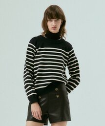 SILN（シルン）の「Raglan stripe knit (NAVY)（ニット/セーター）」