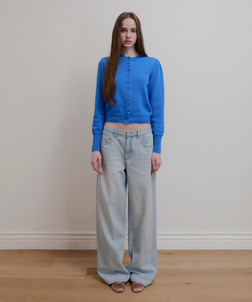 AOPT（アオプト）の「COVERED BUTTON PUFF CARDIGAN - BLUE（カーディガン/ボレロ・レディース・その他・SMALL/MEDIUM）」の2枚目の写真
