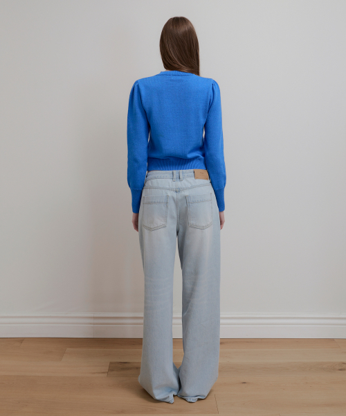 AOPT（アオプト）の「COVERED BUTTON PUFF CARDIGAN - BLUE（カーディガン/ボレロ・レディース・その他・SMALL/MEDIUM）」の4枚目の写真