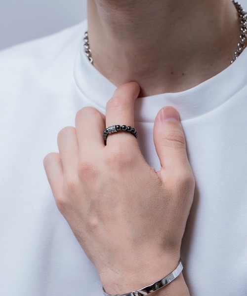 improves（インプローブス）の「フリーサイズ ビーズ リング（リング・メンズ・ブラック/シルバー系/ホワイト/ブラウン/ターコイズブルー/レッド・LARGE/MEDIUM/SMALL）」の6枚目の写真