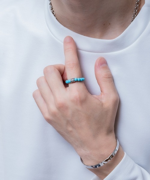 improves（インプローブス）の「フリーサイズ ビーズ リング（リング・メンズ・ブラック/シルバー系/ホワイト/ブラウン/ターコイズブルー/レッド・LARGE/MEDIUM/SMALL）」の4枚目の写真