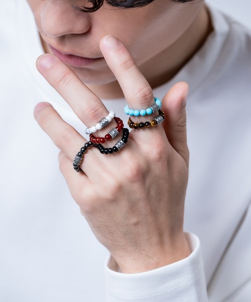 improves（インプローブス）の「フリーサイズ ビーズ リング（リング・メンズ・ブラック/シルバー系/ホワイト/ブラウン/ターコイズブルー/レッド・LARGE/MEDIUM/SMALL）」の7枚目の写真