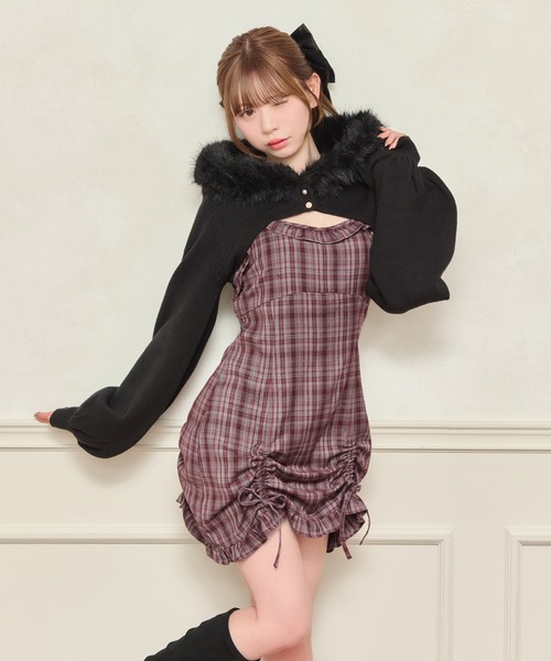 apres jour（アプレジュール）の「ファー付きショートニットパーカー（パーカー・レディース・杢グレー/ベビーピンク/アイボリー/ブラック・フリー/X-LARGE）」の13枚目の写真