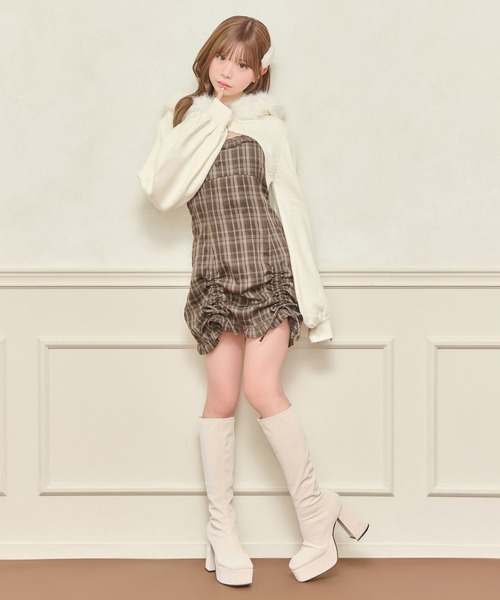 apres jour（アプレジュール）の「ファー付きショートニットパーカー（パーカー・レディース・杢グレー/ベビーピンク/アイボリー/ブラック・フリー/X-LARGE）」の10枚目の写真