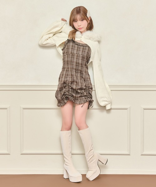 apres jour（アプレジュール）の「ファー付きショートニットパーカー（パーカー・レディース・杢グレー/ベビーピンク/アイボリー/ブラック・フリー/X-LARGE）」の8枚目の写真