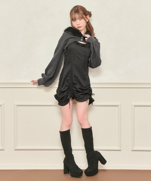 apres jour（アプレジュール）の「ファー付きショートニットパーカー（パーカー・レディース・杢グレー/ベビーピンク/アイボリー/ブラック・フリー/X-LARGE）」の20枚目の写真