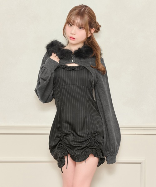 apres jour（アプレジュール）の「ファー付きショートニットパーカー（パーカー・レディース・杢グレー/ベビーピンク/アイボリー/ブラック・フリー/X-LARGE）」の17枚目の写真