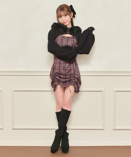 apres jour（アプレジュール）の「ファー付きショートニットパーカー（パーカー・レディース・杢グレー/ベビーピンク/アイボリー/ブラック・フリー/X-LARGE）」の15枚目の写真