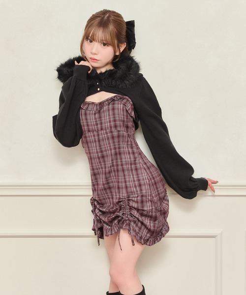 apres jour（アプレジュール）の「ファー付きショートニットパーカー（パーカー・レディース・杢グレー/ベビーピンク/アイボリー/ブラック・フリー/X-LARGE）」の11枚目の写真