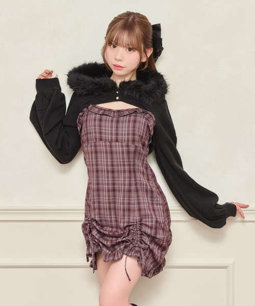 apres jour（アプレジュール）の「ファー付きショートニットパーカー（パーカー・レディース・杢グレー/ベビーピンク/アイボリー/ブラック・フリー/X-LARGE）」の12枚目の写真