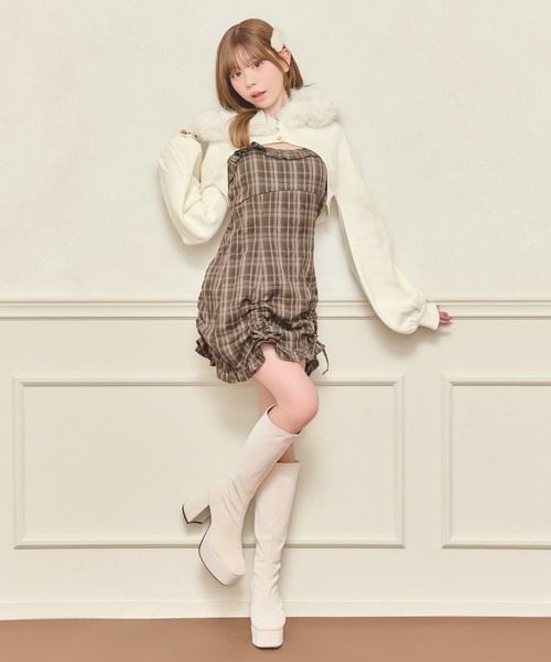 apres jour（アプレジュール）の「ファー付きショートニットパーカー（パーカー・レディース・杢グレー/ベビーピンク/アイボリー/ブラック・フリー/X-LARGE）」の9枚目の写真