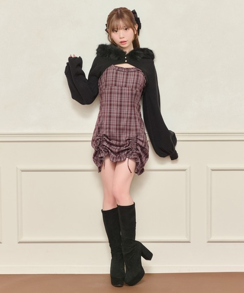 apres jour（アプレジュール）の「ファー付きショートニットパーカー（パーカー・レディース・杢グレー/ベビーピンク/アイボリー/ブラック・フリー/X-LARGE）」の14枚目の写真