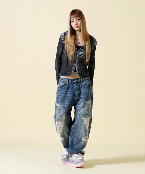 SIS（エスアイエス）の「SIS/エスアイエス/Rib Zip Hoodie（パーカー・レディース・ブラック/グレー・F）」の9枚目の写真