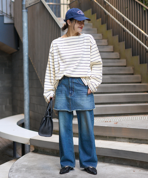 JOURNAL STANDARD（ジャーナルスタンダード）の「カラーボーダーリラックスCS（Tシャツ/カットソー・レディース・ネイビー/サックスブルー/ピンク/ボルドー・FREE）」の9枚目の写真