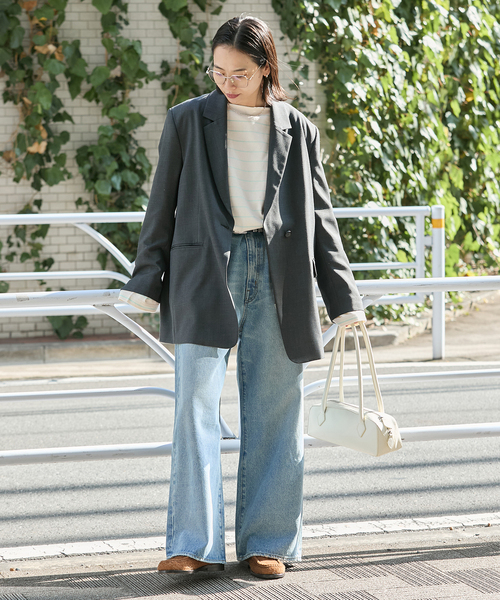 JOURNAL STANDARD（ジャーナルスタンダード）の「カラーボーダーリラックスCS（Tシャツ/カットソー・レディース・ネイビー/サックスブルー/ピンク/ボルドー・FREE）」の10枚目の写真