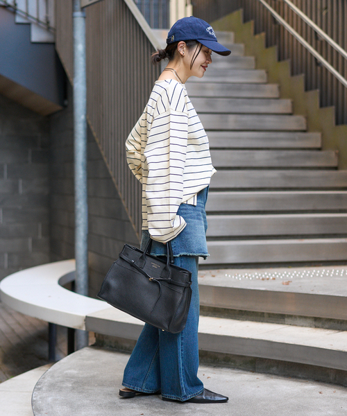 JOURNAL STANDARD（ジャーナルスタンダード）の「カラーボーダーリラックスCS（Tシャツ/カットソー・レディース・ネイビー/サックスブルー/ピンク/ボルドー・FREE）」の12枚目の写真