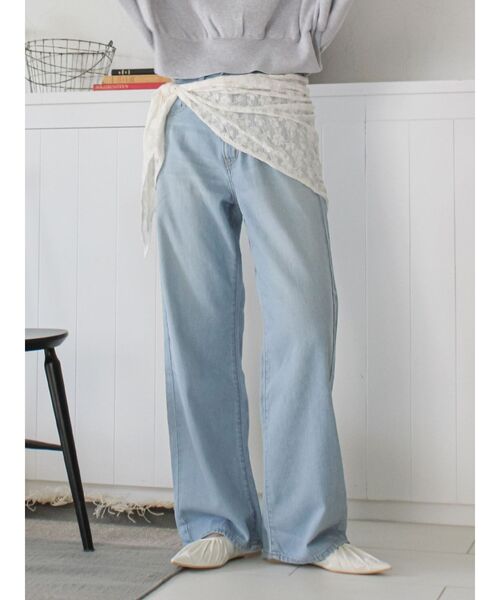 Ungrid（アングリッド）の「ライトオンスストレートデニム（デニムパンツ・レディース・ライトブルー・25inch/24inch/26inch）」の5枚目の写真