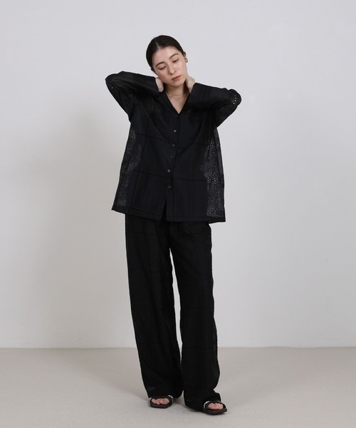 select MOCA(セレクトモカ)の「パッチワークエンブロイダリーパンツ【セットアップ可】(その他パンツ・レディース・ホワイト/ブラック/ブラウン・FREE)」の5枚目の写真