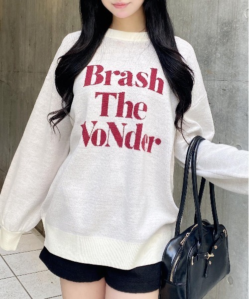 INGNI（イング）の「3段ロゴニット（ニット/セーター・レディース・ワイン系2/ネイビー系3/ピンク系2/グレー系その他3/ホワイト系4・M）」の2枚目の写真